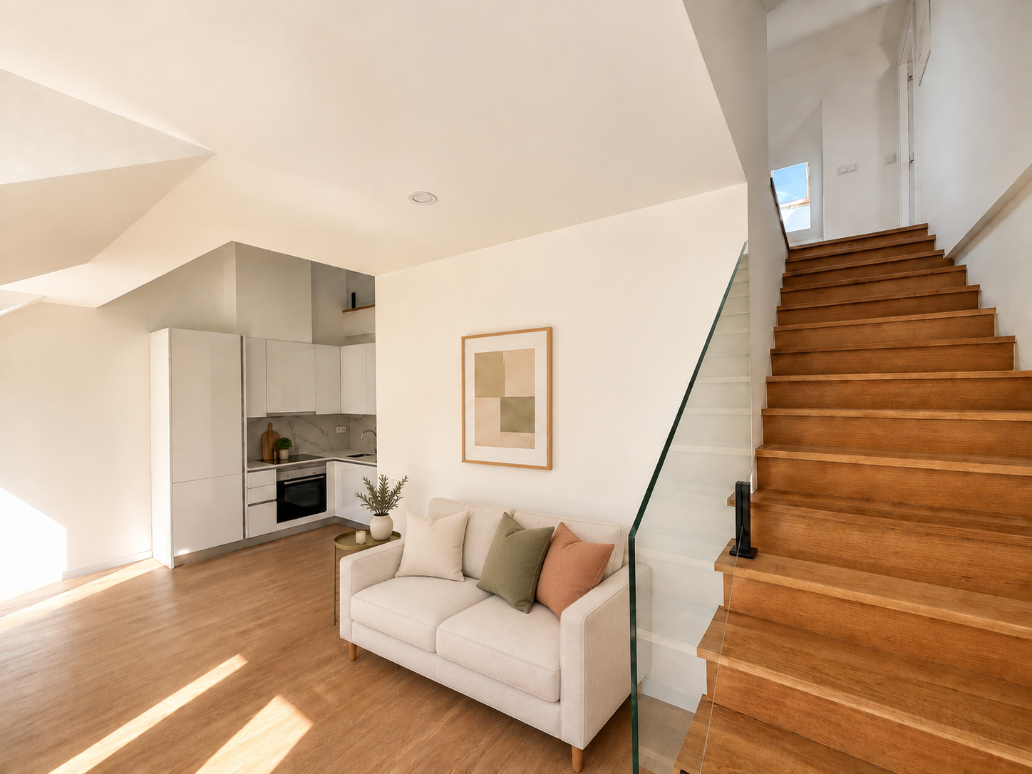 Internal staircase and kitchen