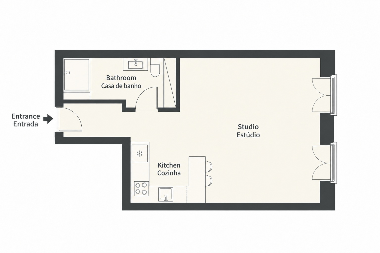 Simplified apartment layout