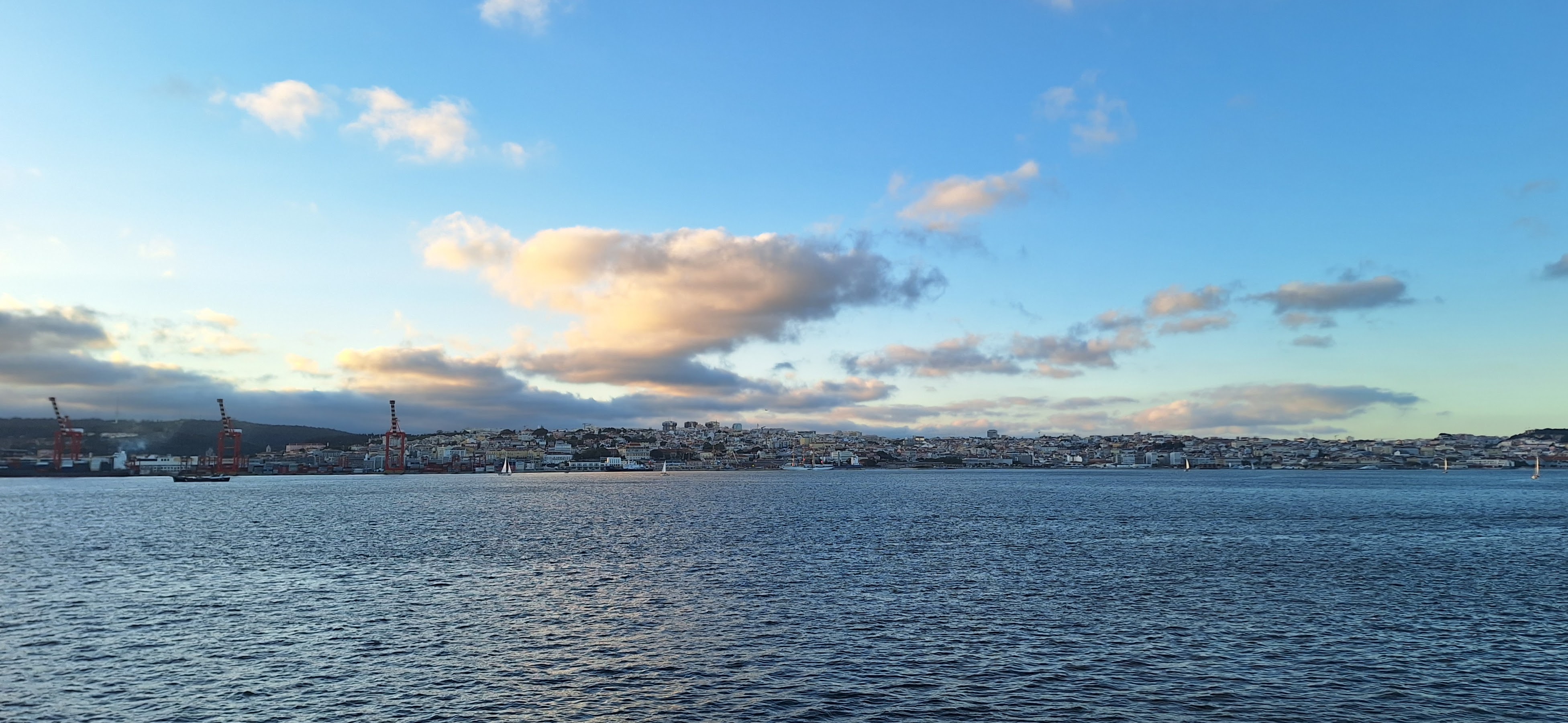 Lisbon skyline over the Tagus River from Almada, Portugal
